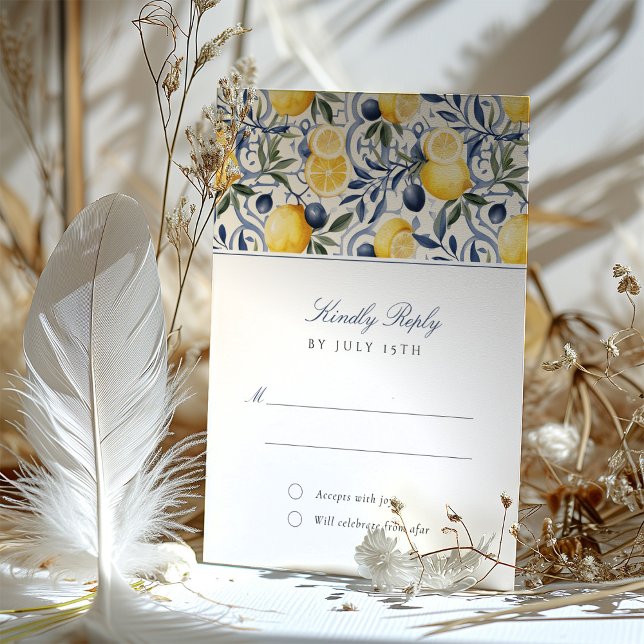Invitación Lemon Tile Elegance RSVP Card para Boda (Subido por el creador)