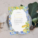 Invitación Lemon Tiles | Boda de verano mediterráneo<br><div class="desc">Colinas al atardecer, olivares, limoneros y vino blanco. Esta paleta aporta a la vida magníficos gráficos, patrones suaves y flores de todo tipo a través de la decoración y vestimenta del día de la boda... haciendo que sea fácil establecer un ambiente bonito, aunque etéreo. El uso de esta combinación de...</div>