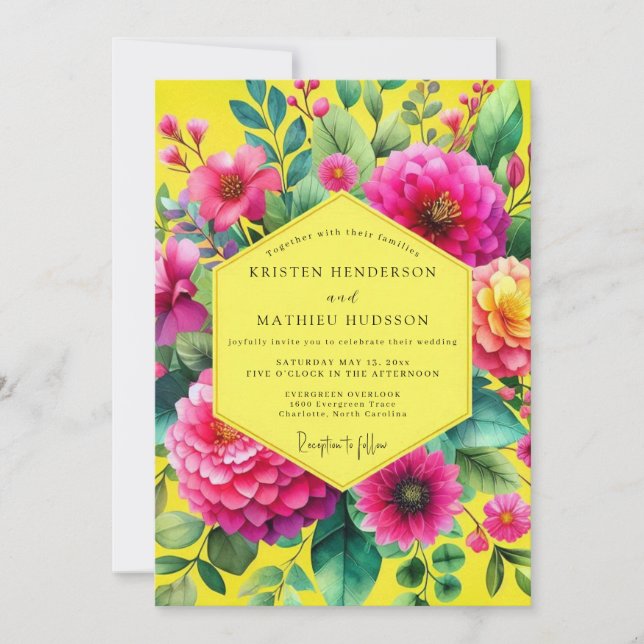 Invitación Lemon Vibrant Botanical Wedding (Anverso)