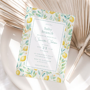 Invitación Lemon Watercolor Bebé Brunch Elegante Baby Shower