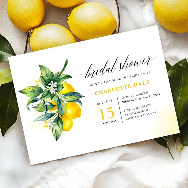 Invitación Lemon Watercolor Bridal Shower (Subido por el creador)