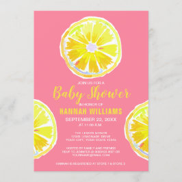 Invitación Lemon Watercolor Slices Pink Baby Shower