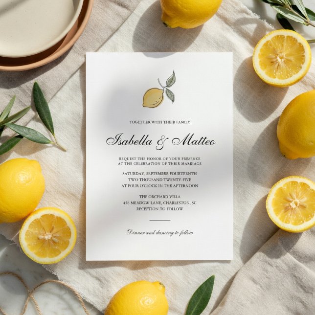 Invitación Lemon Wedding Invitation with QR Code | Amalfi  (Subido por el creador)