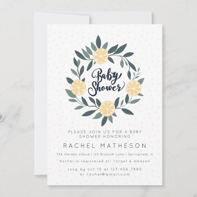 Invitación Lemon wreath baby (Anverso)