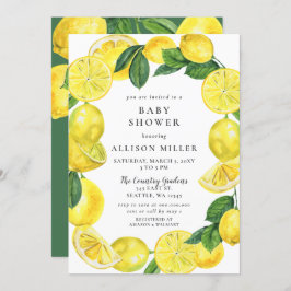 Invitación Lemon Wreath Sexo Neutral Baby Shower