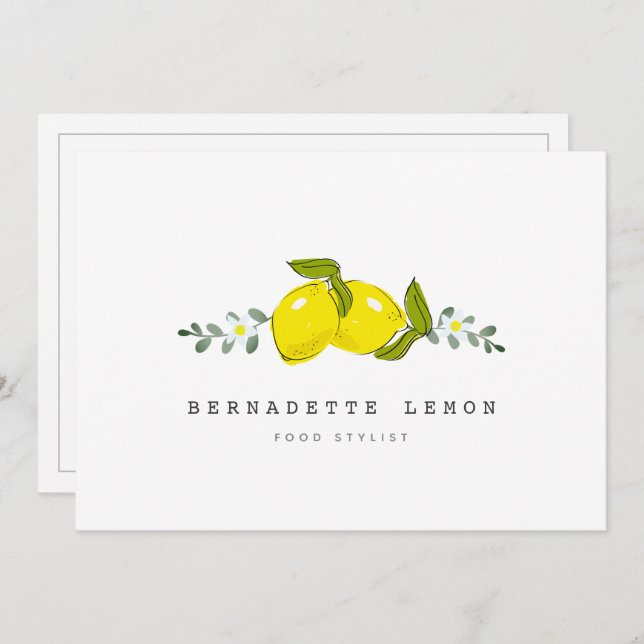Invitación Lemon y Flor Blanca Simple Clean Business Card (Anverso / Reverso)
