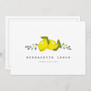 Invitación Lemon y Flor Blanca Simple Clean Business Card