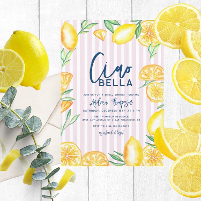 Invitación Lemon Yellow Citrus Retro Modern Bridal Shower (Subido por el creador)