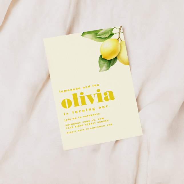 Invitación Lemonade and Fun, cumpliendo un primer cumpleaños (Subido por el creador)