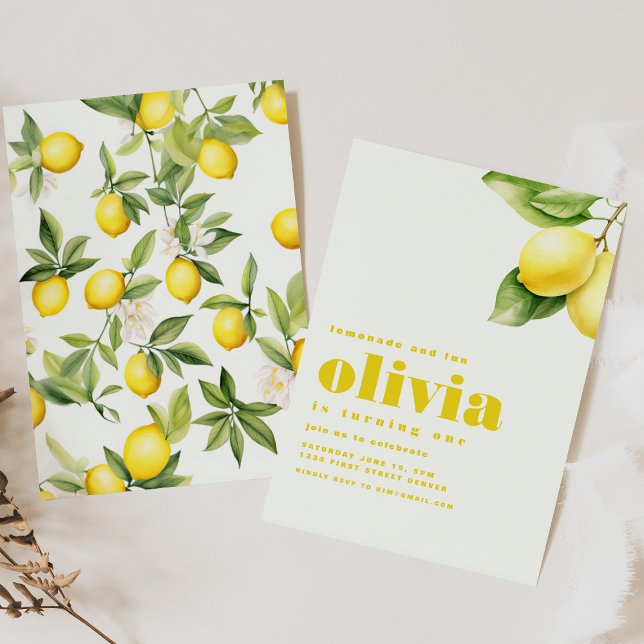 Invitación Lemonade and Fun, cumpliendo un primer cumpleaños (Subido por el creador)