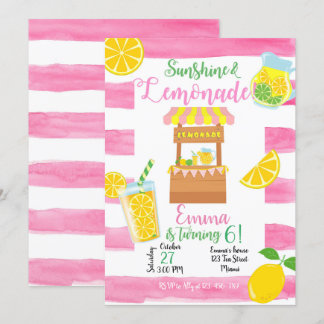 Invitación Lemonade Birthday Invitation, Lemonade Invitation