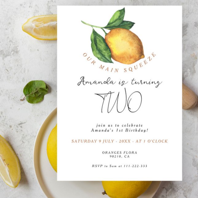 Invitación Lemonade citrus lemon 2º cumpleaños (Subido por el creador)