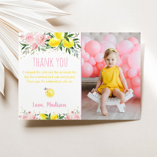 Invitación Lemonade Pink Floral Birday Gracias