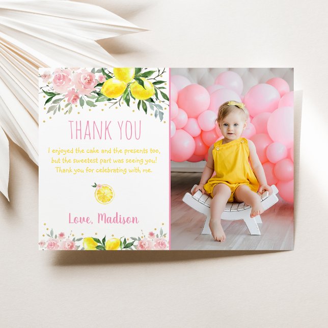 Invitación Lemonade Pink Floral Birday Gracias (Subido por el creador)