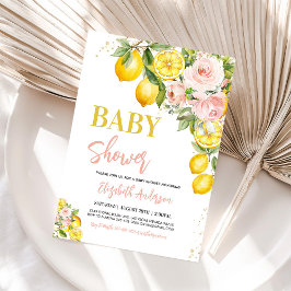 Invitación Lemonade Rosa Citrus Floral Baby Shower