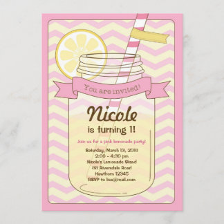 Invitación Lemonade Rosa / Invitación Lemonade Ros