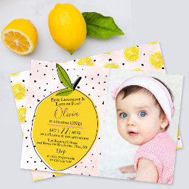 Invitación Lemonade rosa moderna foto de primer cumpleaños
