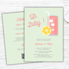 Invitación Lemonade rosa Oh Código QR moderno Baby Shower