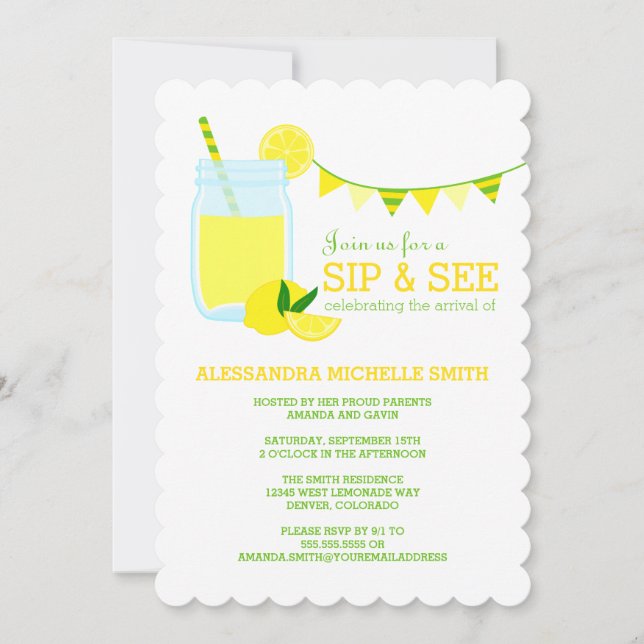 Invitación Lemonade Sip y Ver Fiesta (Anverso)