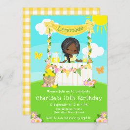 Invitación Lemonade Stand Birthday Dark Skin Chica