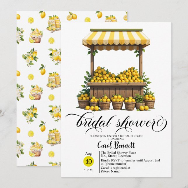 Invitación Lemonade Stand Mediterráneo Summer Briower (Anverso / Reverso)