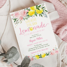 Invitación Lemonade Sunshine Pink Floral Baby Shower
