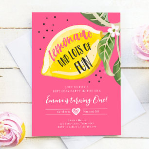 Invitación Lemonade y mucha diversión Chica limón cumpleaños