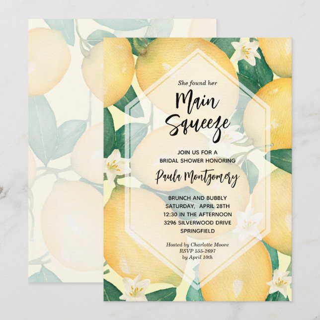 Invitación Lémonas de la congelación principal y ducha de nov (Anverso / Reverso)