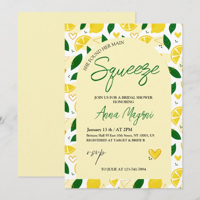 Invitación Lemonella Encontró su Despedida de Soltera Fiesta  (Anverso / Reverso)