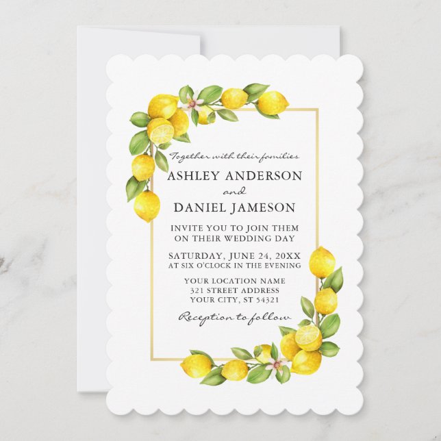 Invitación Lemones acuarela y Boda de la vegetación (Anverso)