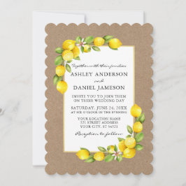 Invitación Lemones acuarelas y Kraft Boda de la vegetación