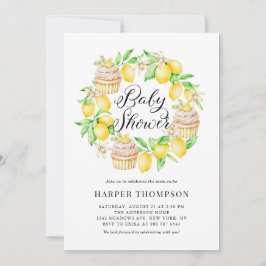 Invitación Lemones acuarelas y pasteles Wreath Baby Shower