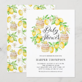 Invitación Lemones acuarelas y pasteles Wreath Baby Shower