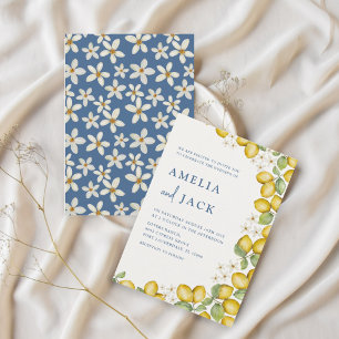 Invitación Lemones acuáticos modernos y Boda floral