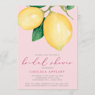 Invitación Lemones acuáticos y ducha de novia rosa