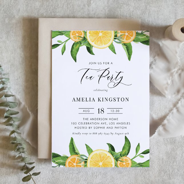 Invitación Lemones acuáticos y Naranjas Fiesta de té de veran (Subido por el creador)