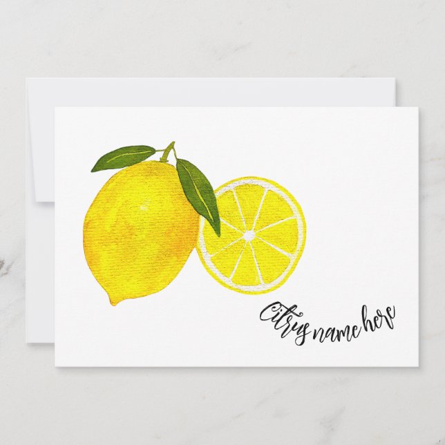Invitación Lemones amarillo acuarela (Anverso)