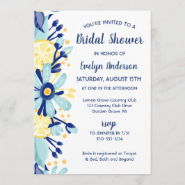 Invitación Lemones Amarillos Mint Ducha de Novias Verde y Azu