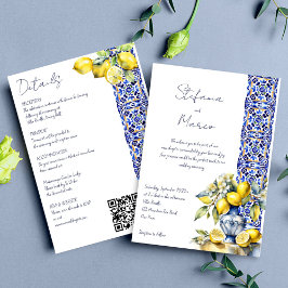 Invitación Lemones azules de Amalfi en un solo boda