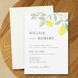 Invitación Lemones de color verde amarillo y Boda de hojas