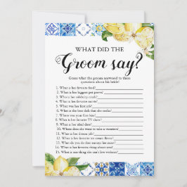 Invitación Lemones ¿Qué dijo el Groom del juego de la ducha d