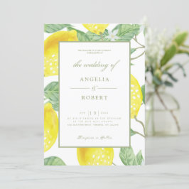 Invitación Lemones verdes amarillos y Boda folicular