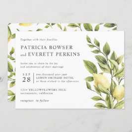 Invitación Lemones y boda botánico de acuarela