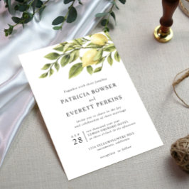 Invitación Lemones y hojas boda botánico acuarela