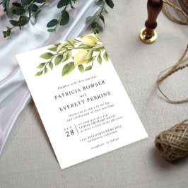 Invitación Lemones y hojas boda de moda de acuarela