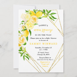 Invitación Lemons and Flowers with Foliage Baby Shower