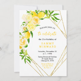 Invitación Lemons and Flowers with Foliage Birthday
