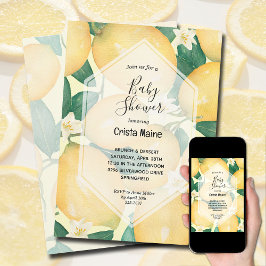 Invitación Lemons and Greenery Baby Shower