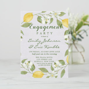 Invitación Lemons and Linen Watercolor Engagement Party