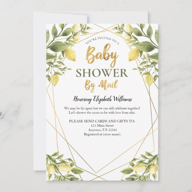 Invitación Lemons Baby Shower por correo (Anverso)